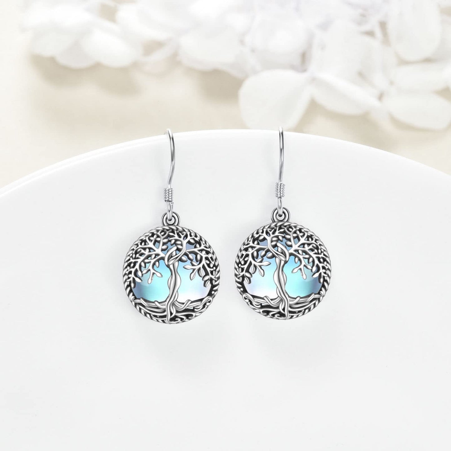 Moonstone Tree of Life Earrings