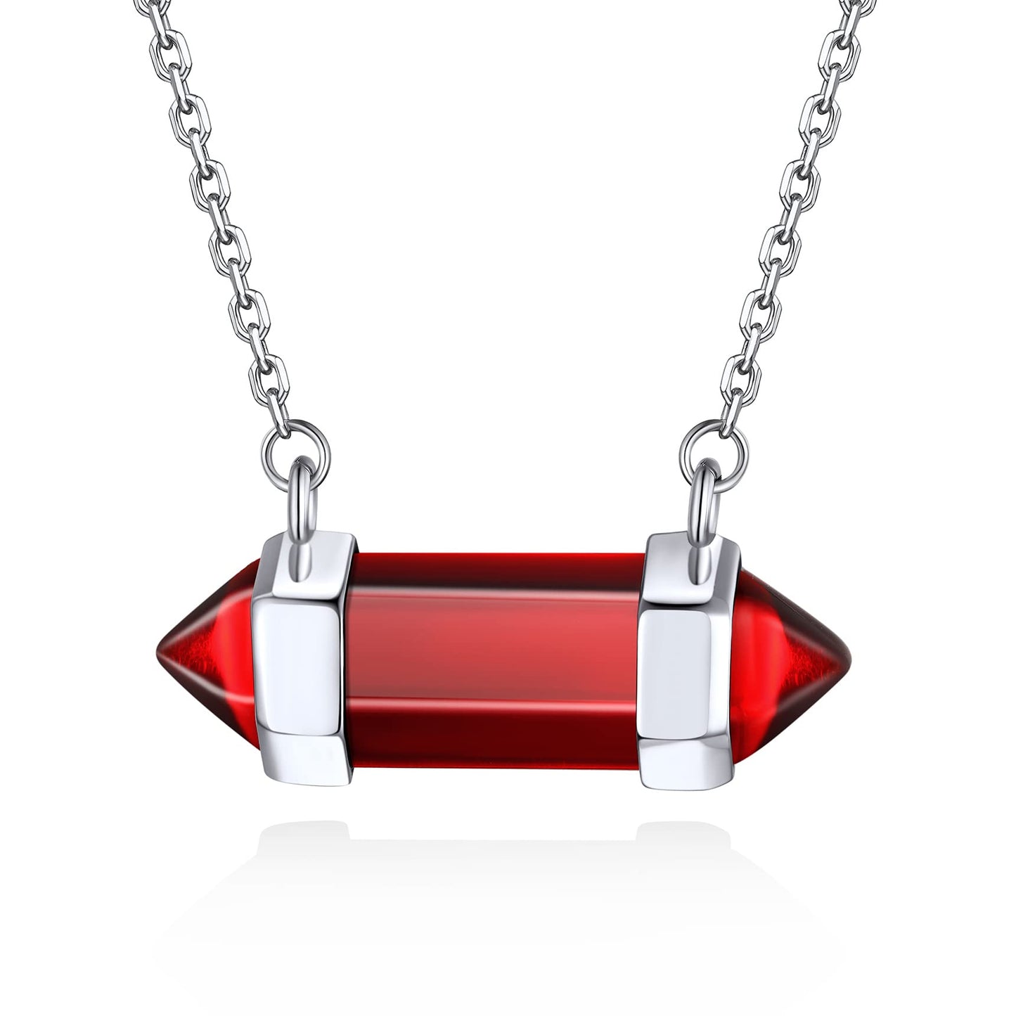 Hexagonal Synthetic Red Garnet Pendant