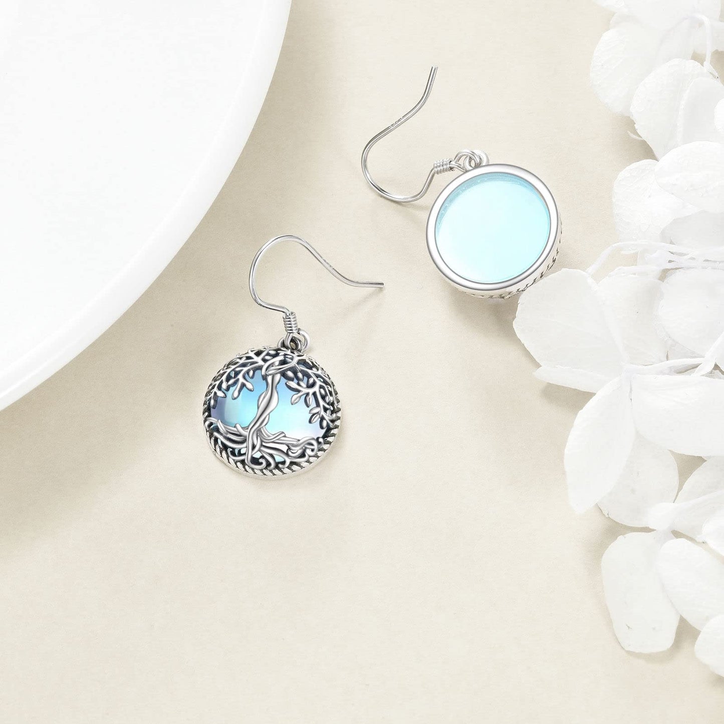 Moonstone Tree of Life Earrings