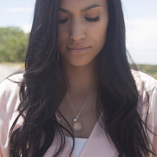 Dandelion Necklace with Crystal Pearl Charm