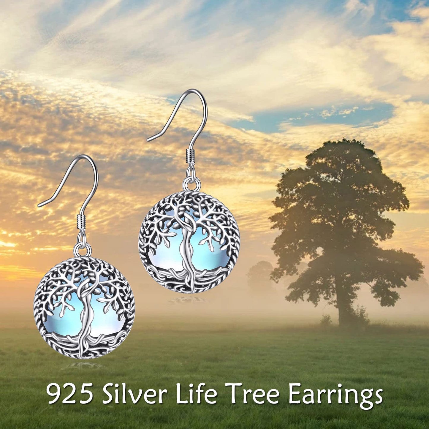 Moonstone Tree of Life Earrings